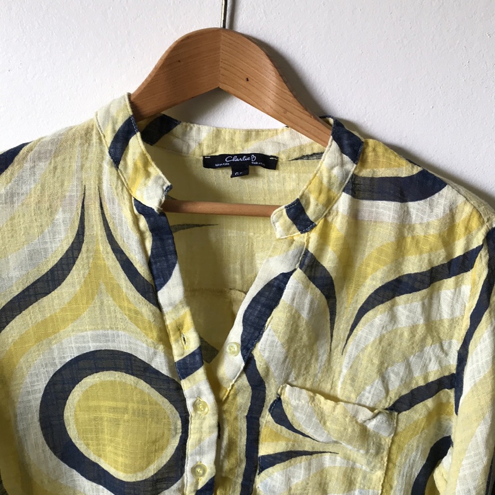Charlie B yellow light tunic collarless size L - Picture 2 of 10
